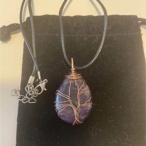 Purple Wire Wrapped Pendant Necklace
